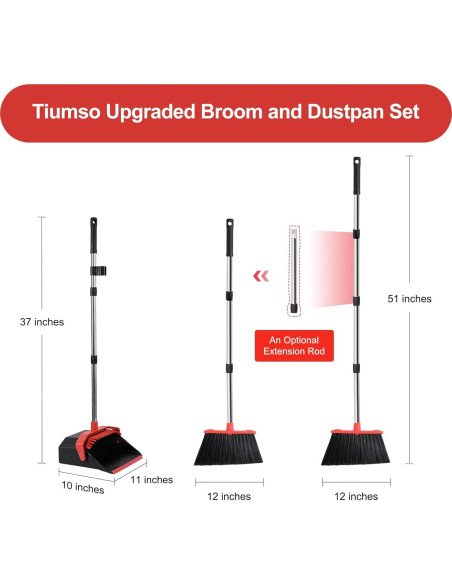 Juego de Escoba y Recogedor Tiumso 129.54 cm Negro y Rojo