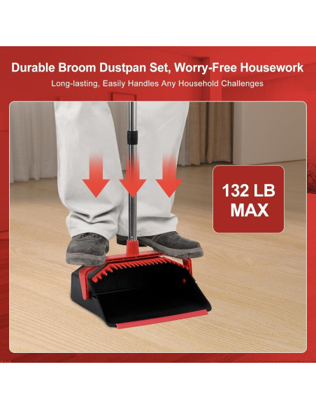 Juego de Escoba y Recogedor Tiumso 129.54 cm Negro y Rojo