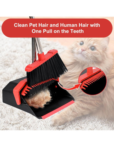 Juego de Escoba y Recogedor Tiumso 129.54 cm Negro y Rojo