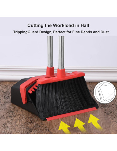 Juego de Escoba y Recogedor Tiumso 129.54 cm Negro y Rojo