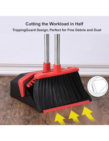 Juego de Escoba y Recogedor Tiumso 129.54 cm Negro y Rojo