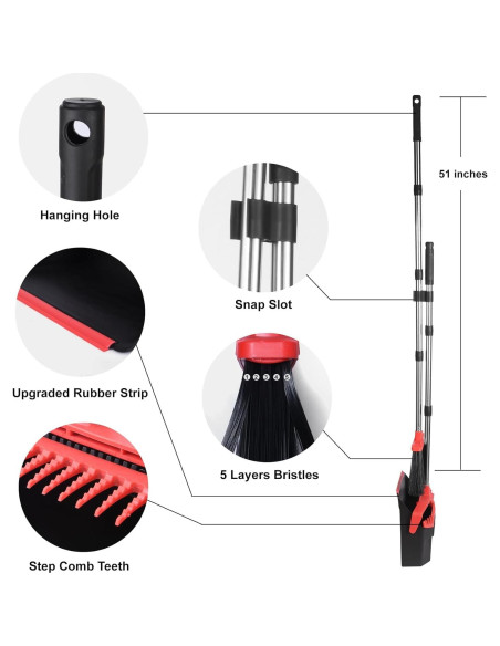 Juego de Escoba y Recogedor Tiumso 129.54 cm Negro y Rojo