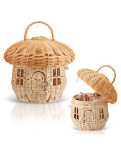 Cesta de Almacenamiento de Ratán Natural TENEBRALUX 24x24x28cm