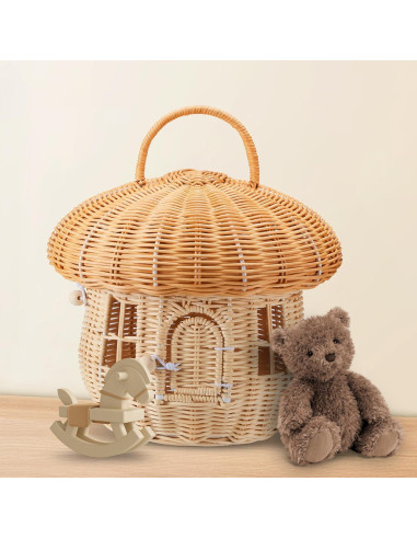 Cesta de Almacenamiento de Ratán Natural TENEBRALUX 24x24x28cm