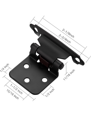 Bisagras de Puerta de Gabinete Ravinte 1/2" Negro Automáticas