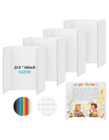 4 Tableros de Cartón Trifolio BXIHUR 54.6x35.6 cm con Accesorios