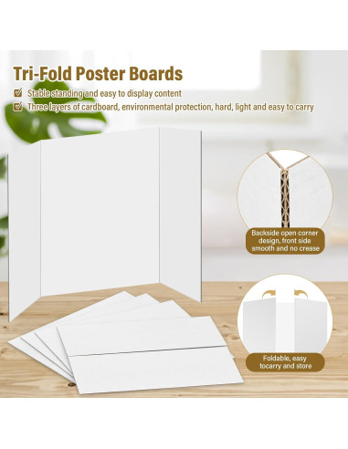4 Tableros de Cartón Trifolio BXIHUR 54.6x35.6 cm con Accesorios