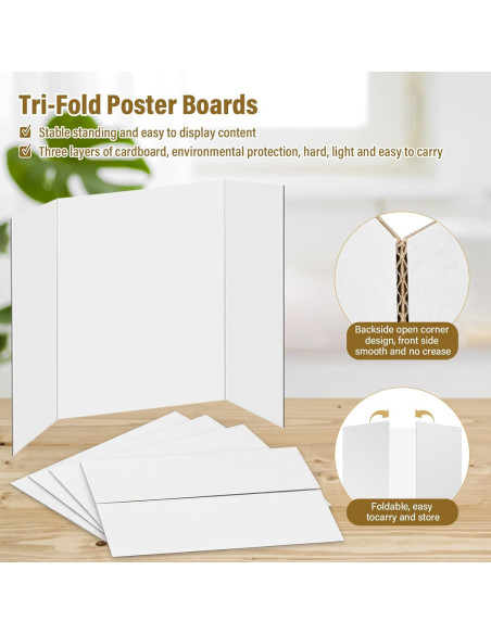 4 Tableros de Cartón Trifolio BXIHUR 54.6x35.6 cm con Accesorios