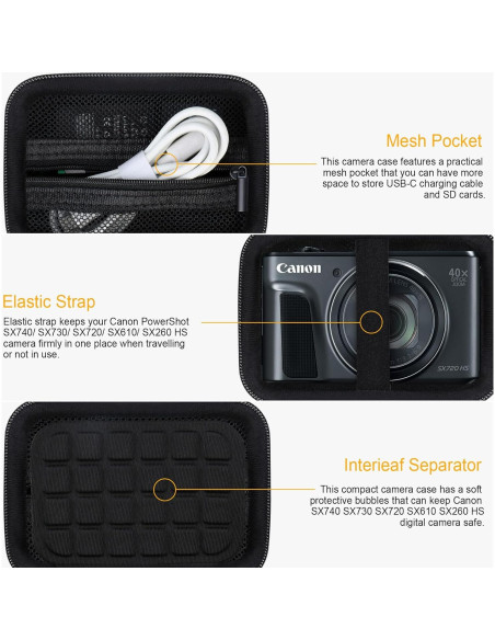 Funda dura para cámara Canon PowerShot SX740/SX730/SX720