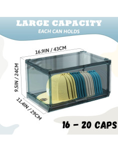 Caja Organizadora de Sombreros SCAVATA 2 Paquetes Azul Apilable 2