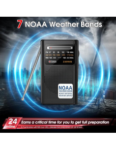 Radio Meteorológica NOAA Greadio Portátil AM/FM a Pilas 2