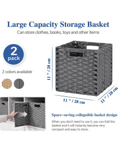 Cestas de Almacenamiento de Mimbre Patvingot - Paquete de 2 Gris 2