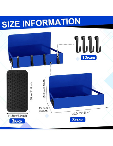 Paquete de 3 Organizadores Magnéticos Lineshading Azul 9.07 kg
