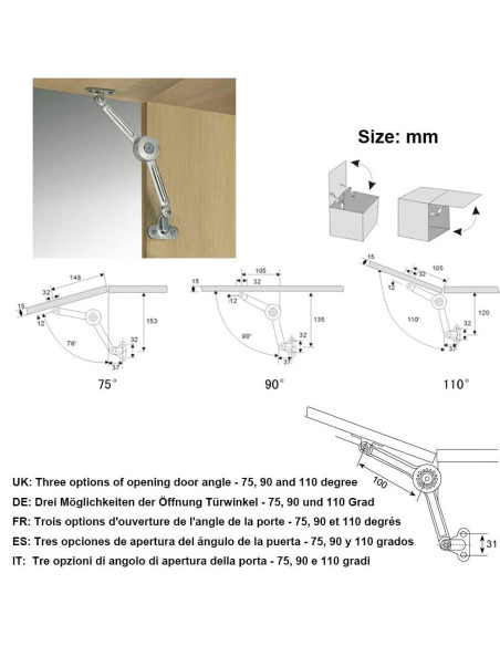 Soporte de Bisagra de Puerta Qrity - 2 Piezas - 20kg - Ajustable