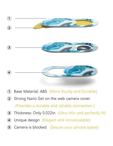 Cubierta Deslizante para Webcam Leadiy - 3 Piezas Mármol