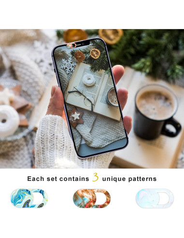 Cubierta Deslizante para Webcam Leadiy - 3 Piezas Mármol