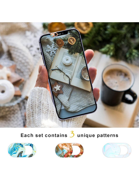 Cubierta Deslizante para Webcam Leadiy - 3 Piezas Mármol