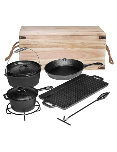 Juego de Cocina Camping Bruntmor 7 Piezas Hierro Fundido