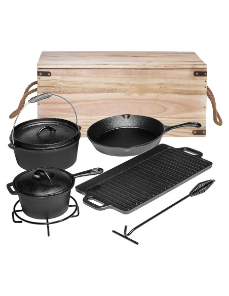 Juego de Cocina Camping Bruntmor 7 Piezas Hierro Fundido
