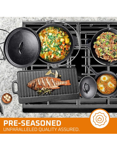 Juego de Cocina Camping Bruntmor 7 Piezas Hierro Fundido