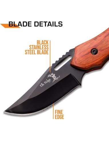Cuchillo Fijo Elk Ridge ER-562 Acero Inoxidable 7.62 cm Madera