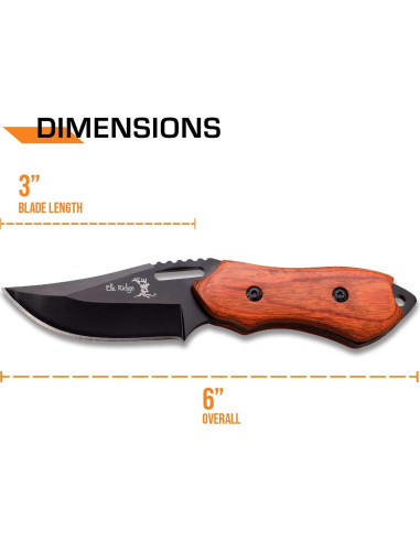 Cuchillo Fijo Elk Ridge ER-562 Acero Inoxidable 7.62 cm Madera