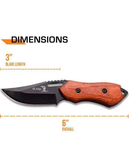 Cuchillo Fijo Elk Ridge ER-562 Acero Inoxidable 7.62 cm Madera