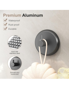 Ganchos de Succión AILUROPODA 2 Pack Acero Inoxidable Negro 2