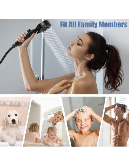Cabezal de Ducha de Mano Cosuro Alta Presión 8 Modos 139.7 cm