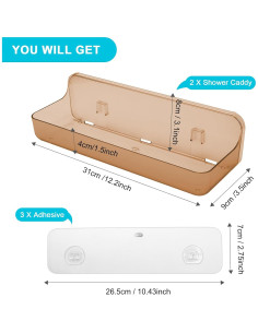 Estante de Ducha Adhesivo CGBE 2 Paquetes Transparente 31.0 cm 2