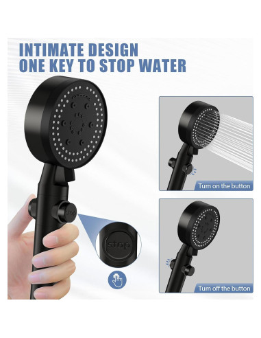 Cabezal de Ducha de Mano Cosuro Alta Presión 8 Modos 139.7 cm