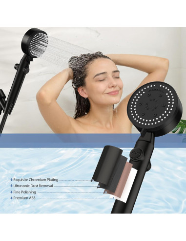 Cabezal de Ducha de Mano Cosuro Alta Presión 8 Modos 139.7 cm
