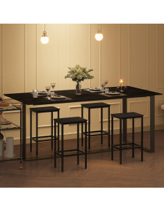 Juego de 2 Taburetes de Bar MAHANCRIS 65.5 cm Negro Industrial 2