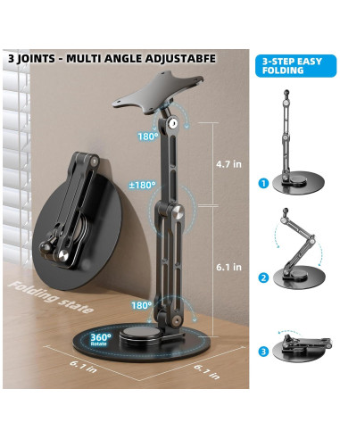 Soporte de Monitor Plegable WEARSON VESA 75mm 1.5kg Negro