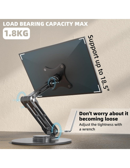 Soporte de Monitor Plegable WEARSON VESA 75mm 1.5kg Negro