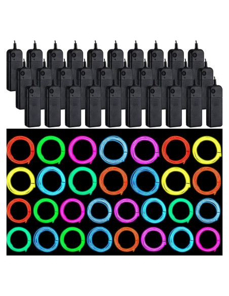 30 Luces Neón EL Wire 2m Cortables Retisee - 10 Colores