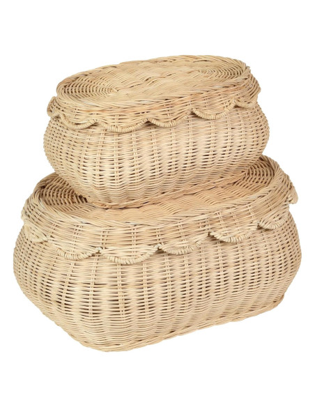 Cestas de Mimbre Tejidas a Mano SIEUSALEVN 2 Pcs con Tapa