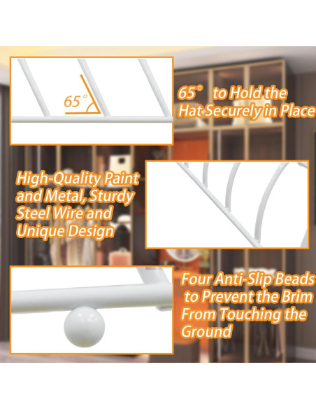 Soporte para Sombreros Blissluck TMJ04 - Metal Blanco, 7 Sombreros