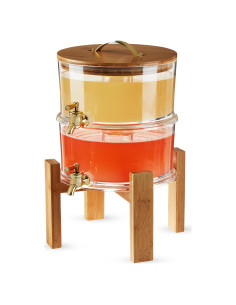 Dispensador de Bebidas Doble Twine 3.3L Acrílico y Bambú