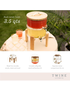 Dispensador de Bebidas Doble Twine 3.3L Acrílico y Bambú 2