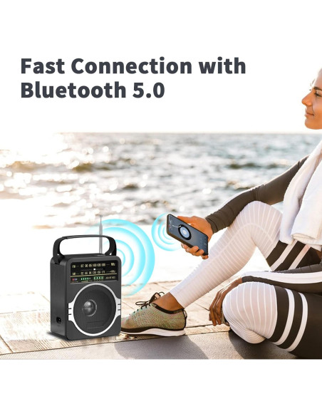 Radio Portátil AM FM Bluetooth 5.0 JEUJUG JEU-BT1622 5W