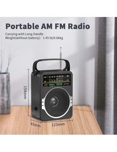 Radio Portátil AM FM Bluetooth 5.0 JEUJUG JEU-BT1622 5W