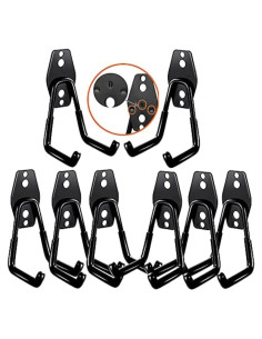 Ganchos de Garaje Pesados Consevisen - Soporte de 36kg - Paquete de 8