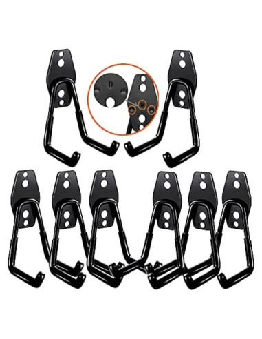Ganchos de Garaje Pesados Consevisen - Soporte de 36kg - Paquete de 8