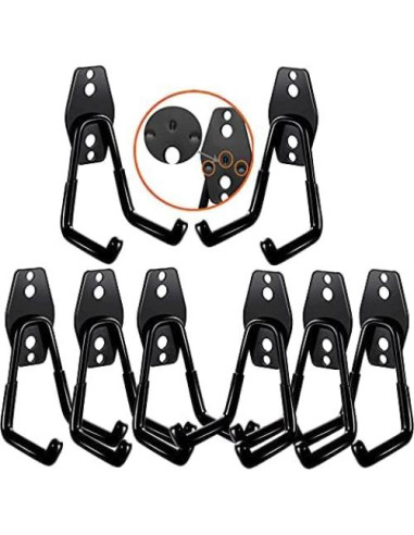 Ganchos de Garaje Pesados Consevisen - Soporte de 36kg - Paquete de 8