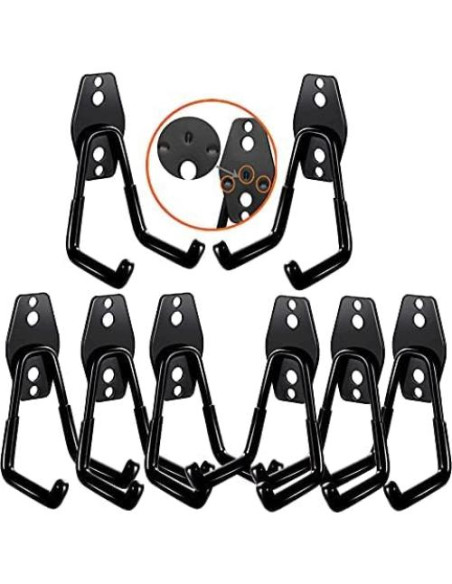 Ganchos de Garaje Pesados Consevisen - Soporte de 36kg - Paquete de 8