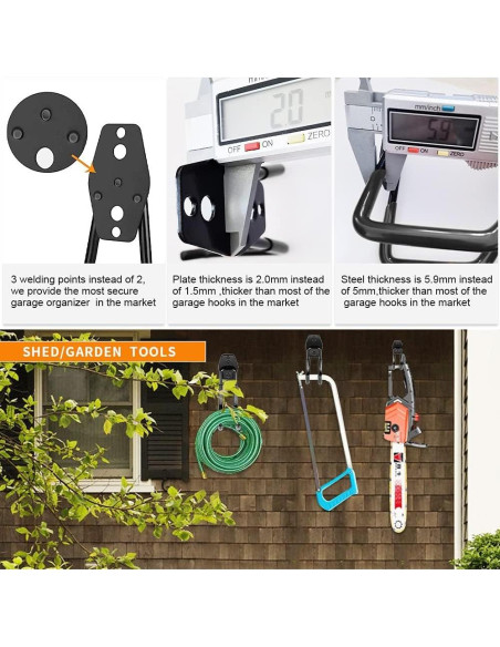 Ganchos de Garaje Pesados Consevisen - Soporte de 36kg - Paquete de 8