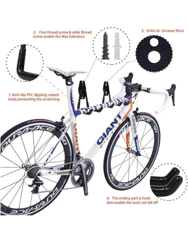 Ganchos de Garaje Pesados Consevisen - Soporte de 36kg - Paquete de 8
