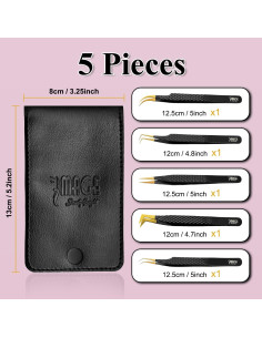 Juego de Pinzas para Pestañas Image Beauty Insight - 5 Pzs Acero Japonés 2