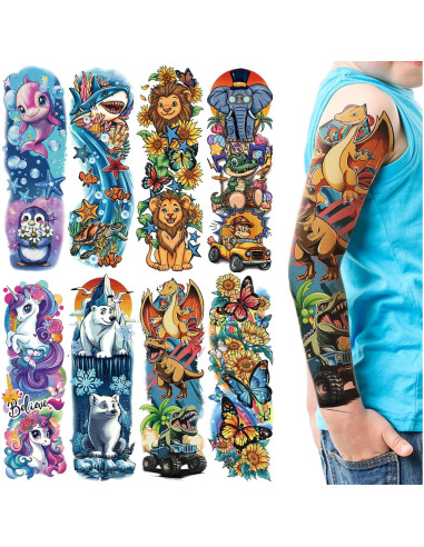 52 Hojas de Tatuajes Temporales Metuu para Niños - Animales y Más